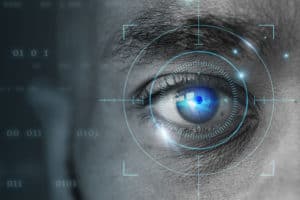 High-tech biometric security system with eye scan technology.